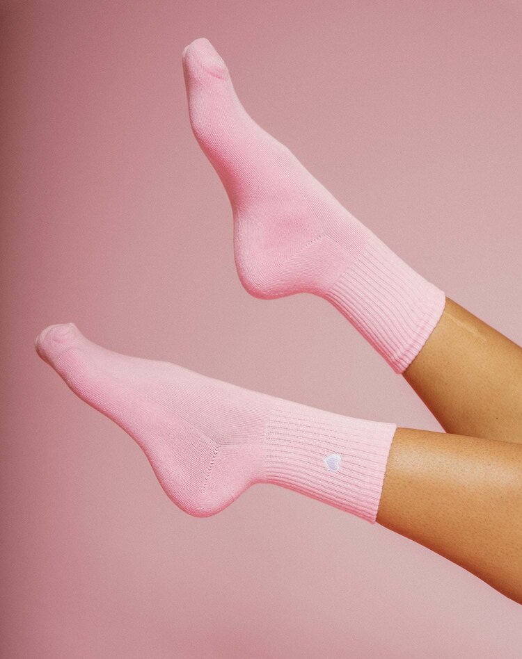 Brunette Brunette Heart Socks | Pink/White
