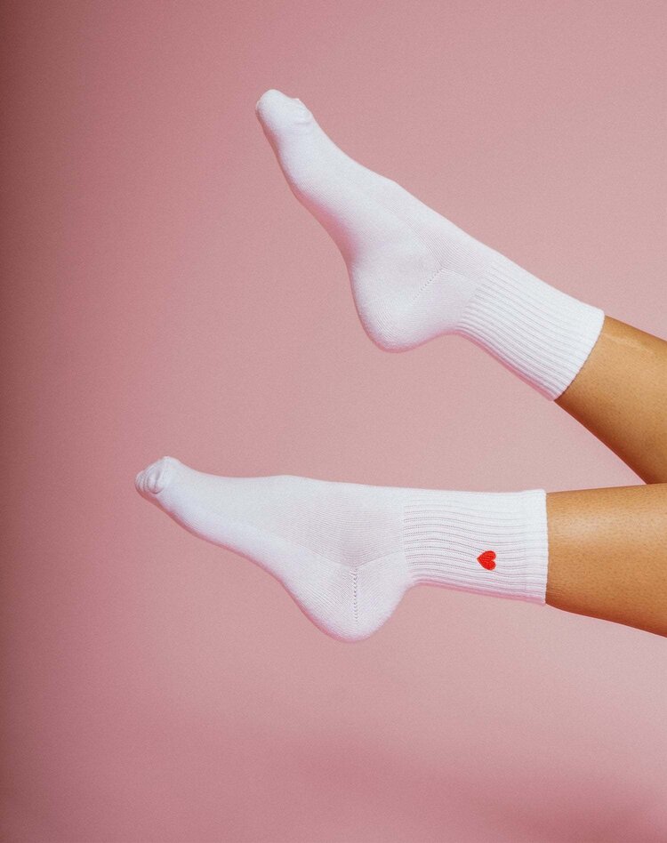 Brunette Brunette Heart Socks | Red/White