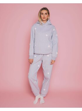 Brunette Brunette All Over Heart Oversized Jogger | Pebble Grey/White