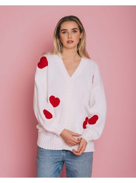 Brunette Brunette Oversized Patch Cardigan | Cream/Red