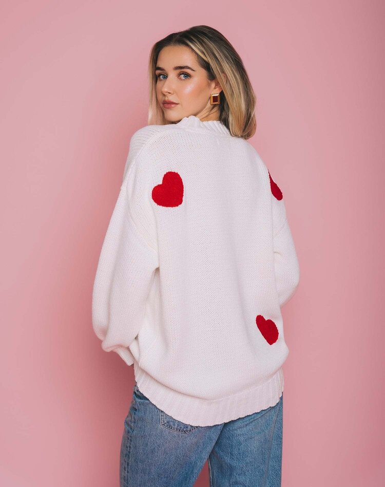 Brunette Brunette Oversized Patch Cardigan | Cream/Red