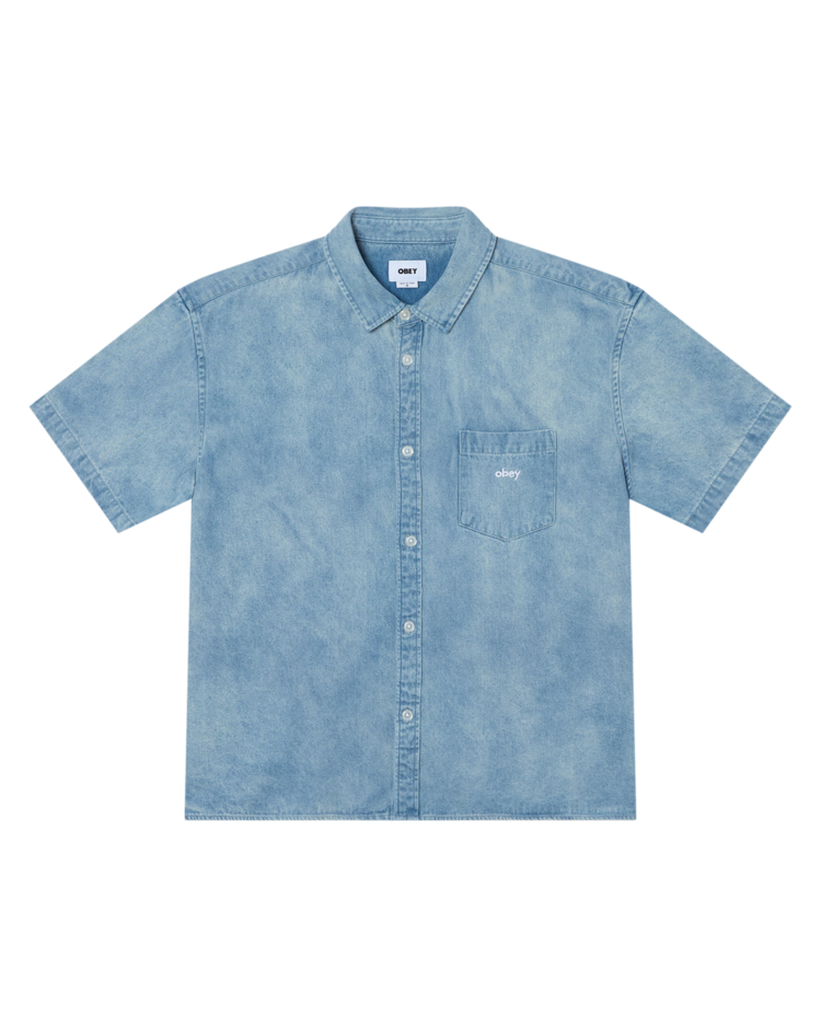 Obey Obey Owens Denim Shirt Ss (Mens) | Bleached Indigo