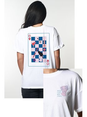 Girl Dangerous Girl Dangerous Queen Playing Card Boyfriend Tee | Vintage White