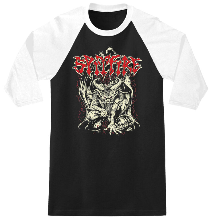 Spitfire Spitfire Demon 3/4 Sleeve Raglan Tee (Mens) | Black/White W/ Multi