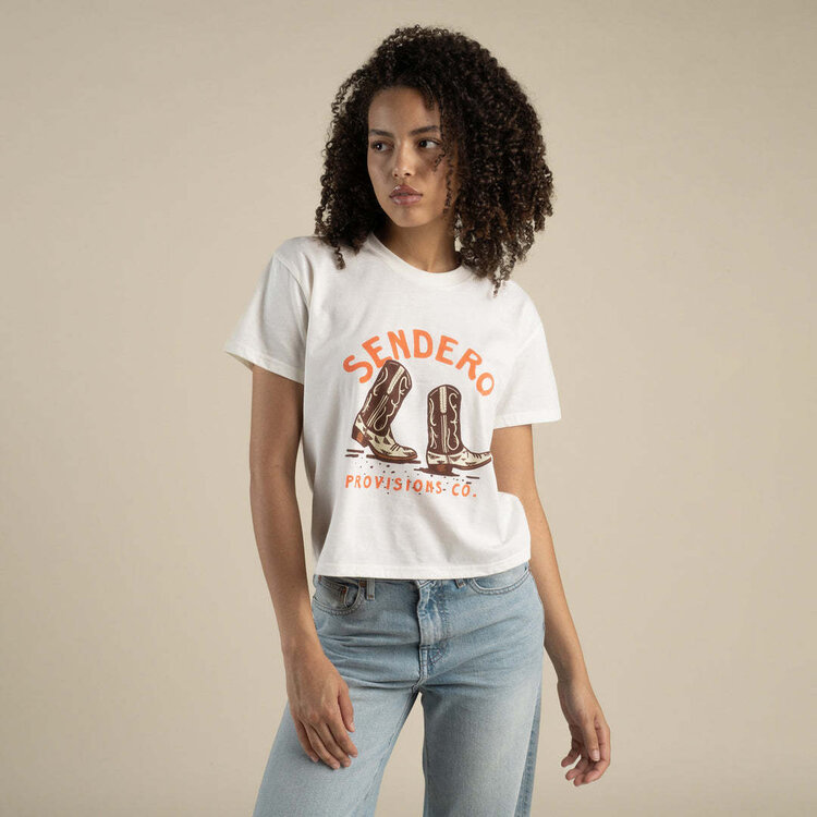 Sendero Sendero High Stepper Boxy Tee (Womens) | Vintage White