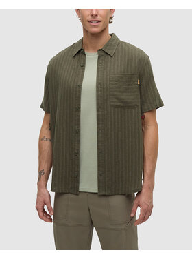 Tentree Tentree Dundas Shirt (Mens) | Deep Olive/Double Stripe