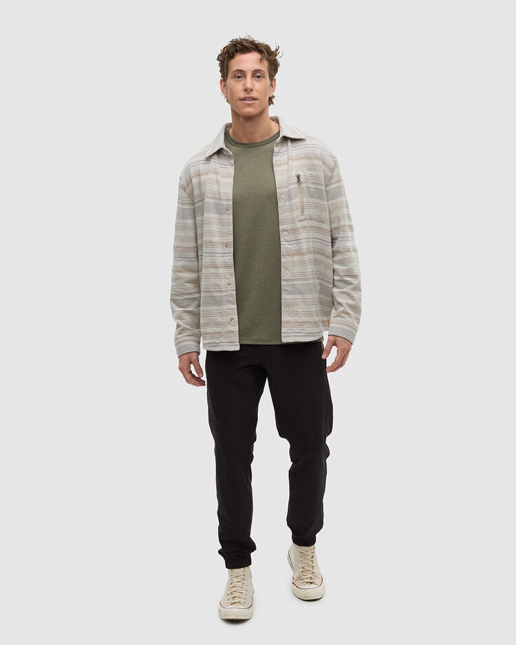 Tentree Tentree Thompson Shacket (Mens) | Sand Stone Multi Stripe
