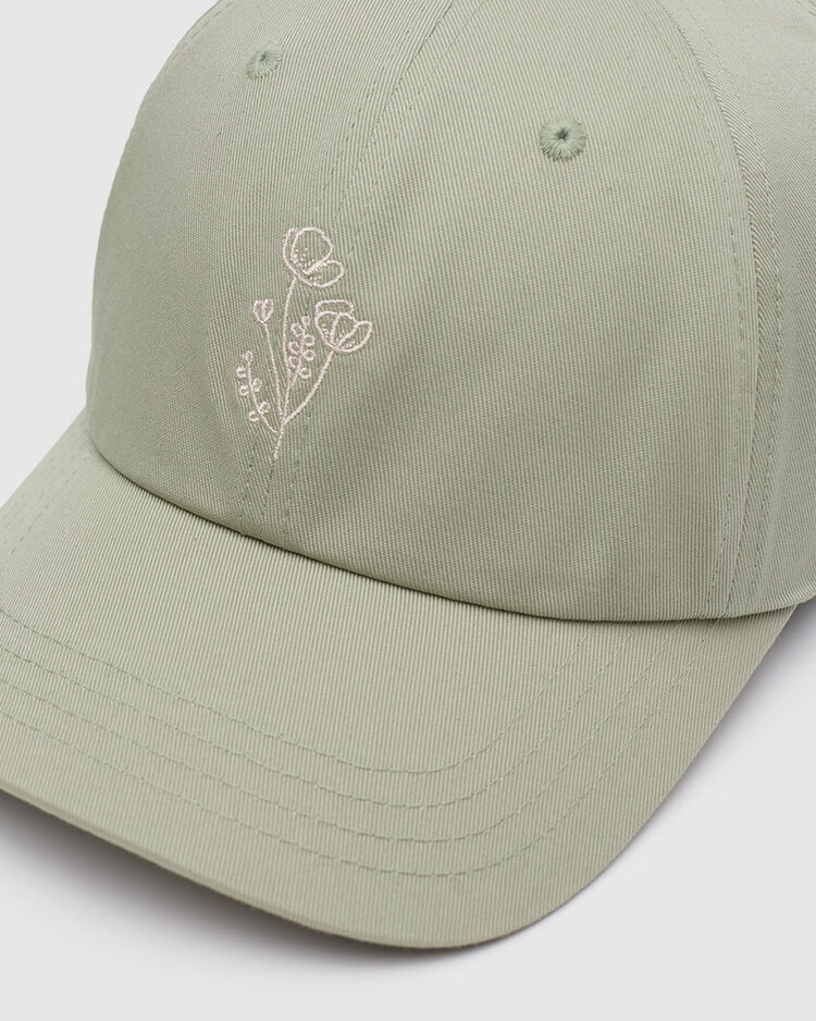 Tentree Tentree Flower Embroidery Peak Hat (Unisex) | Light Moss/White Oak