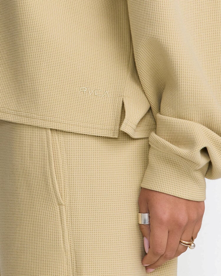 RVCA Rvca Glory Waffle Pullover Crew (Womens) | Vintage Khaki