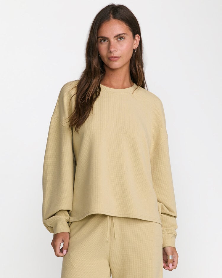 RVCA Rvca Glory Waffle Pullover Crew (Womens) | Vintage Khaki