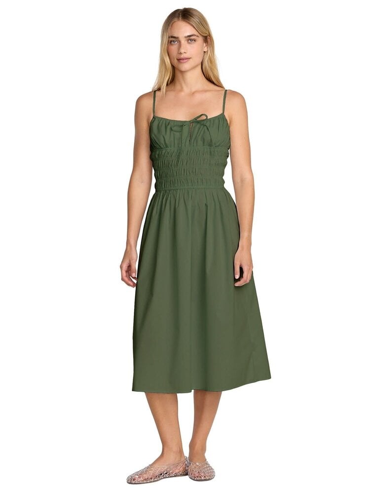 RVCA Rvca Raya Midi Dress (Womens) | Olive