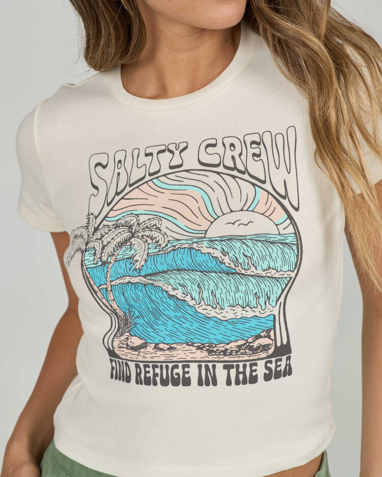 Salty Crew Salty Crew Keyhole Baby Tee (Womens) | Off White