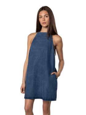 TEAMLTD TEAMLTD Halter Dress (Womens) | Blue Denim