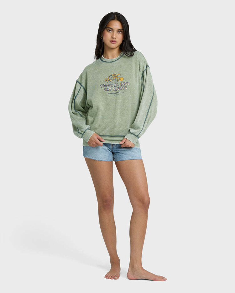 Billabong Billabong All The Days Kendal Crew Fleece (Womens) | Dark Olive