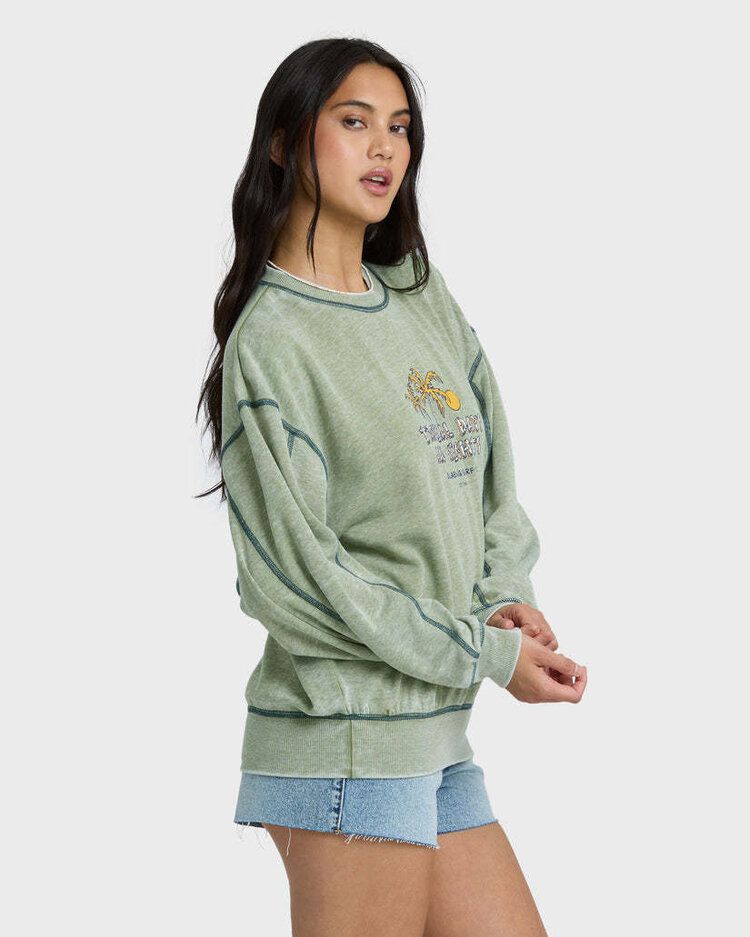 Billabong Billabong All The Days Kendal Crew Fleece (Womens) | Dark Olive