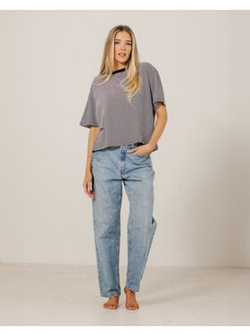 Brunette Brunette Boxy Tee | White/Black Stripe