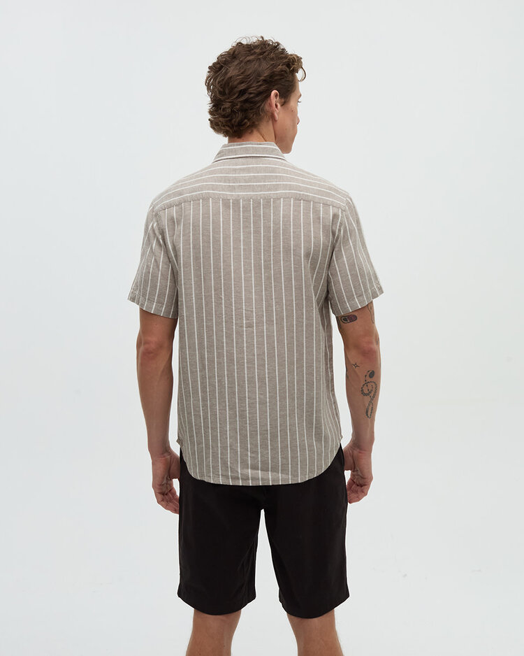 Tentree Tentree Dundas Shirt (Mens) | Clay/Wide Pinstripe