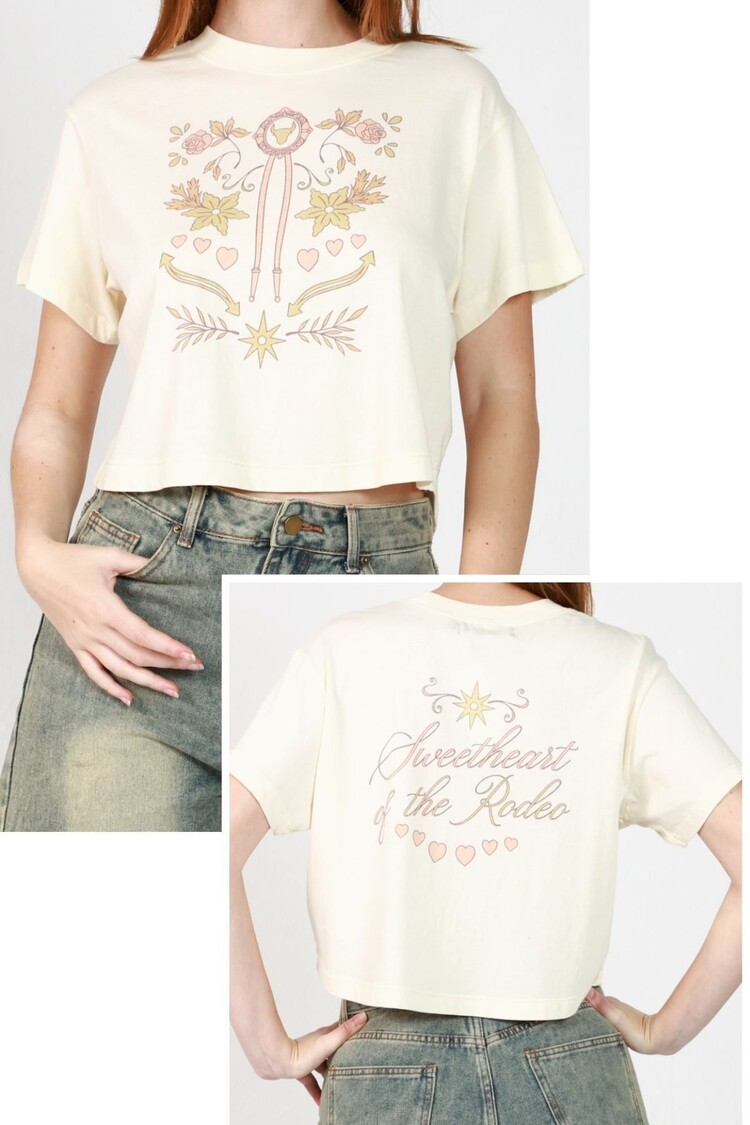 Girl Dangerous Girl Dangerous Sweetheart Of The Rodeo Oversized Crop Tee | Off White