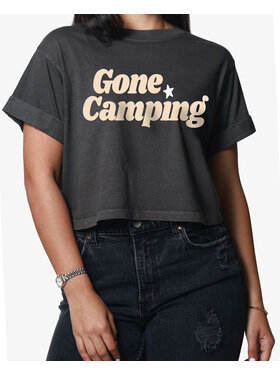 Girl Dangerous Girl Dangerous Gone Camping Crop Boyfriend Tee | Vintage Black