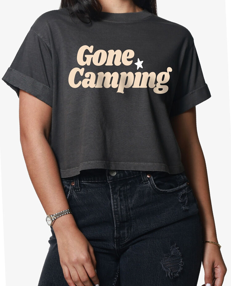 Girl Dangerous Girl Dangerous Gone Camping Crop Boyfriend Tee | Vintage Black
