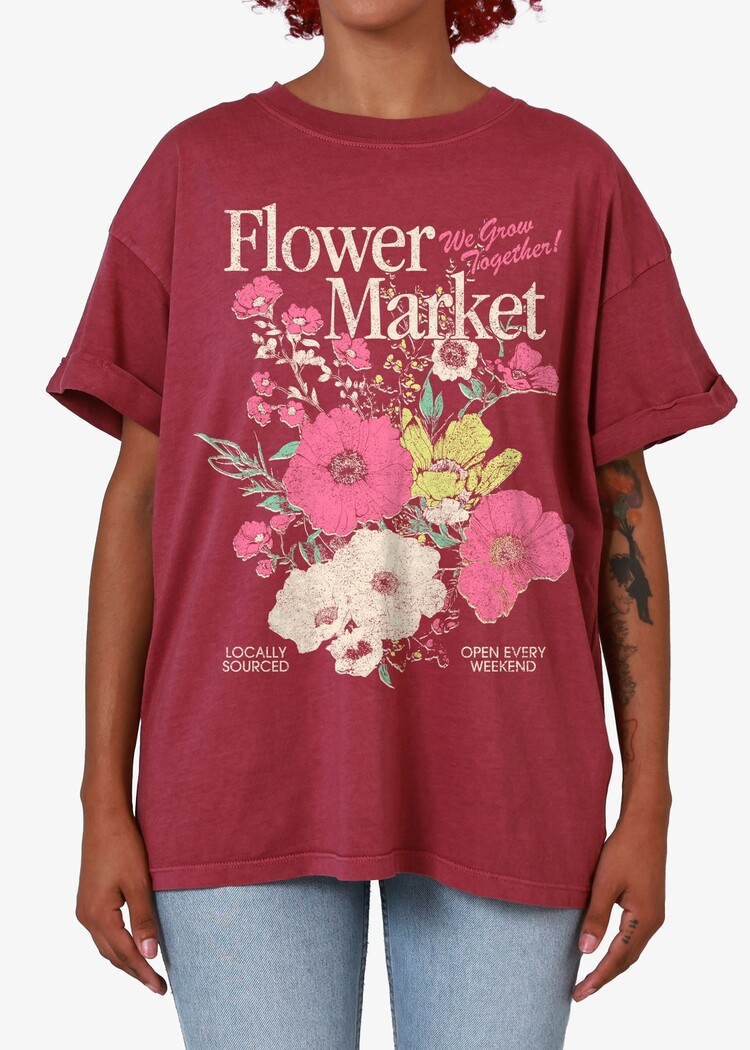 Girl Dangerous Girl Dangerous Flower Market Boyfriend Tee | Dusty Rose