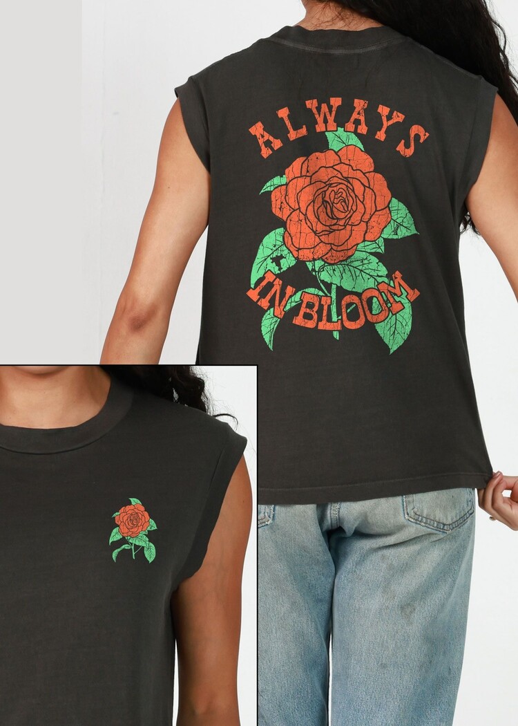 Girl Dangerous Girl Dangerous Always In Bloom Rose Moto Tee | Vintage Black