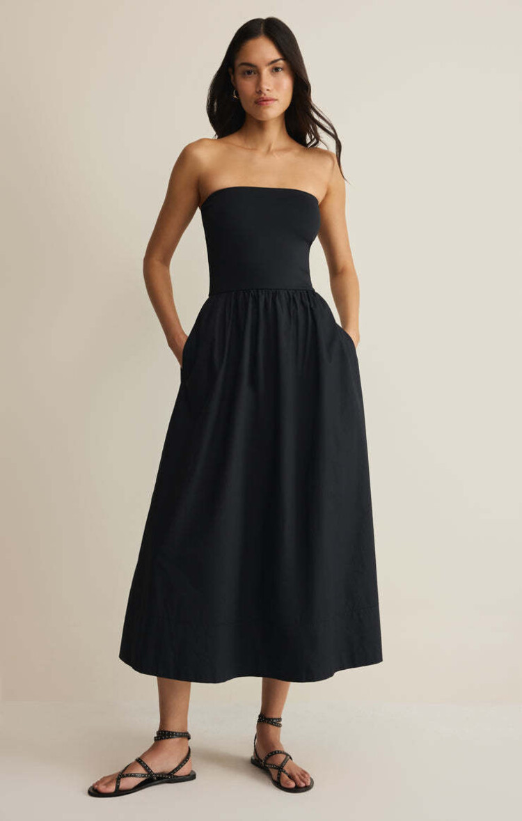 Z Supply Z Supply Sunsought Strapless Midi Dress | Black