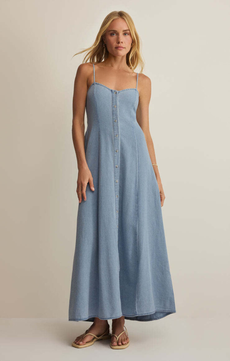 Z Supply Z Supply Angel Eyes Twill Midi Dress | Lake Blue