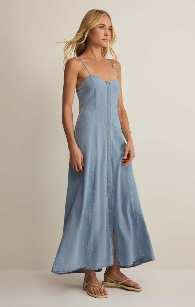 Z Supply Z Supply Angel Eyes Twill Midi Dress | Lake Blue