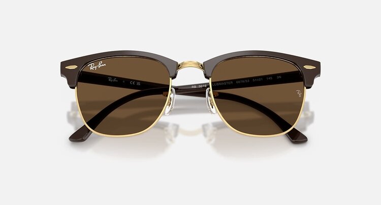 Ray Ban Ray Ban Clubmaster Brown On Gold | Dark Brown