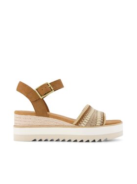 Toms Diana Wedge Sandal (Womens) | Almond Crochet-Dark Beige