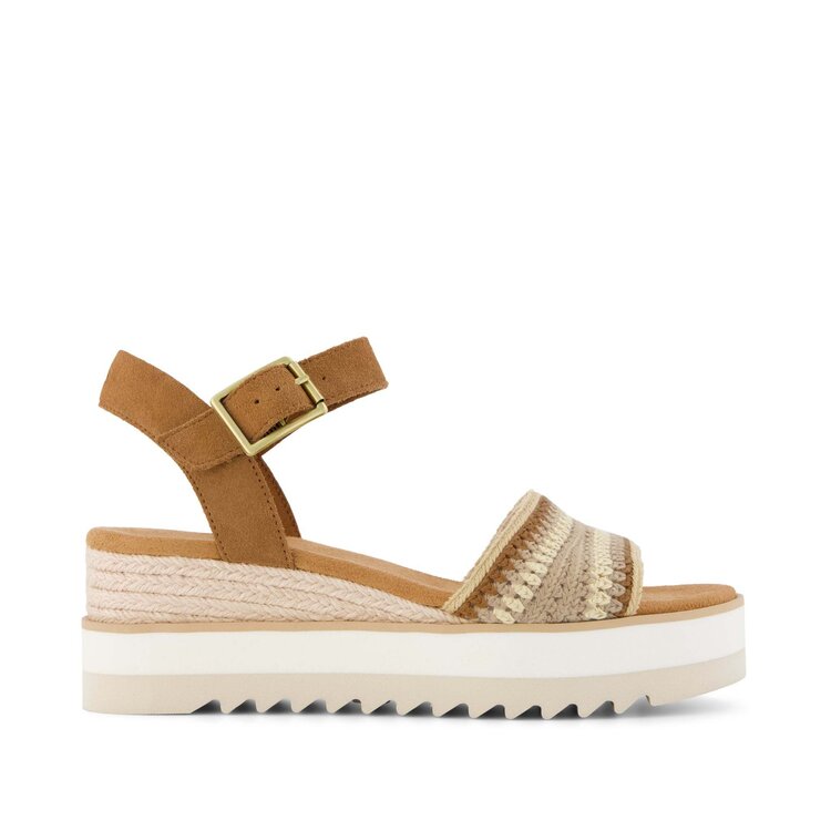 Toms Diana Wedge Sandal (Womens) | Almond Crochet-Dark Beige