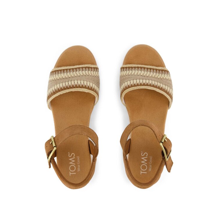 Toms Diana Wedge Sandal (Womens) | Almond Crochet-Dark Beige