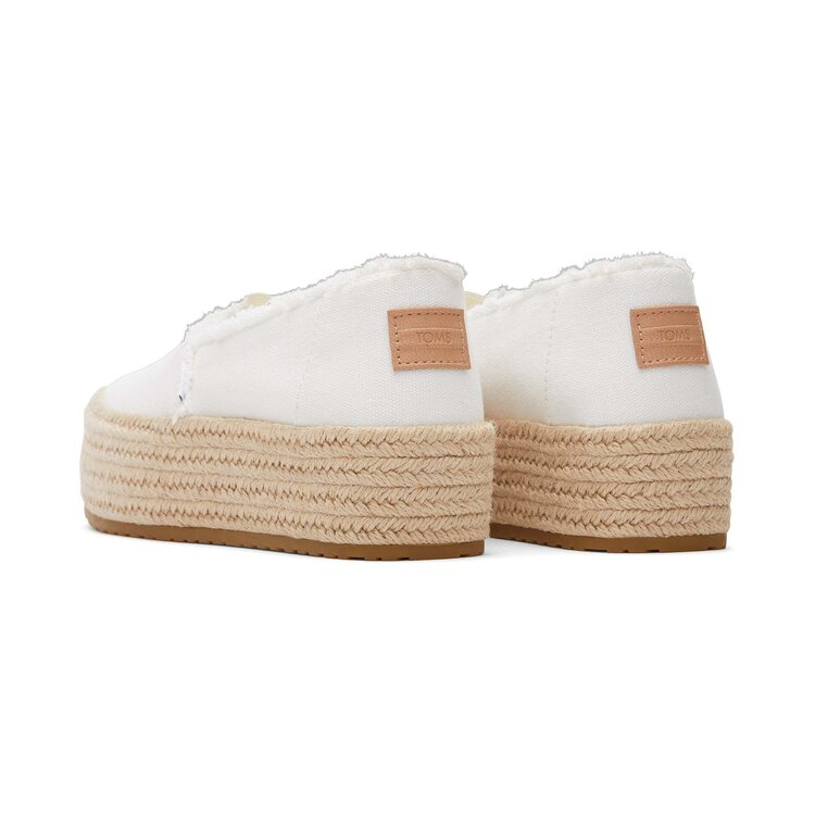 Toms Valencia Platform Espadrille (Womens) | Canvas Fray-White