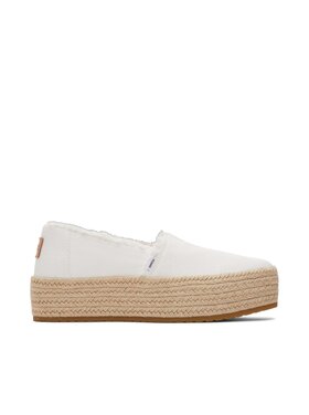 Toms Valencia Platform Espadrille (Womens) | Canvas Fray-White