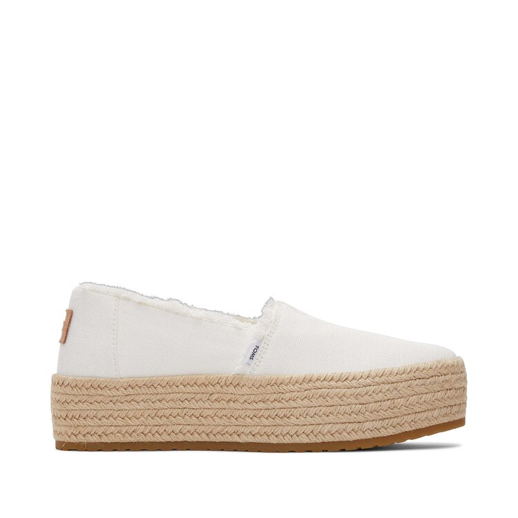 Toms Valencia Platform Espadrille (Womens) | Canvas Fray-White