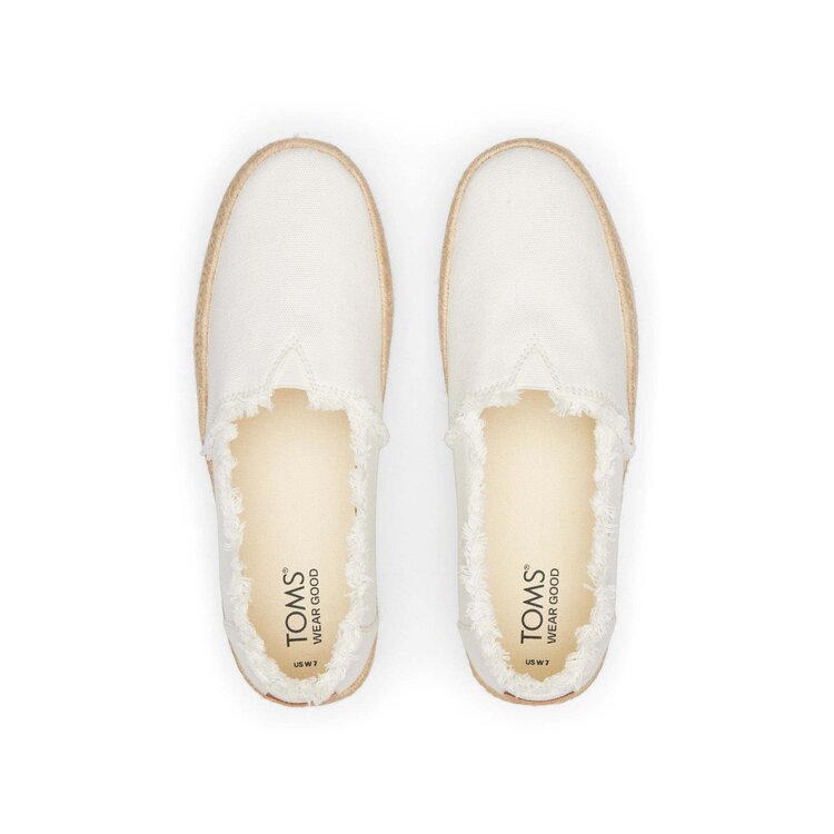 Toms Valencia Platform Espadrille (Womens) | Canvas Fray-White