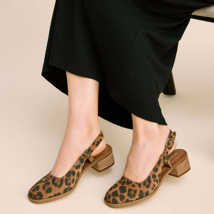 Toms Jaclyn Slingback Heel (Womens) | Brown Sugar-Leopard