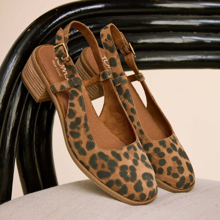 Toms Jaclyn Slingback Heel (Womens) | Brown Sugar-Leopard