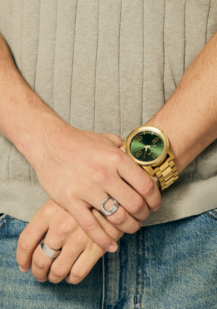 Nixon Nixon Corporal Stainless Steel | All Gold/Green Sunray