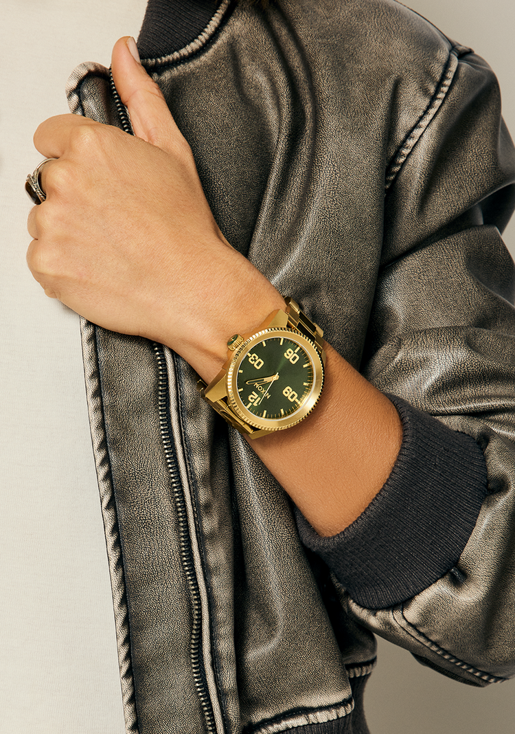 Nixon Nixon Corporal Stainless Steel | All Gold/Green Sunray