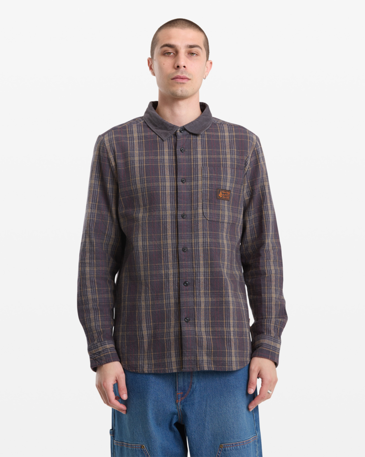 Volcom Volcom Stonevise Plaid Ls (Mens) | Asphalt Black