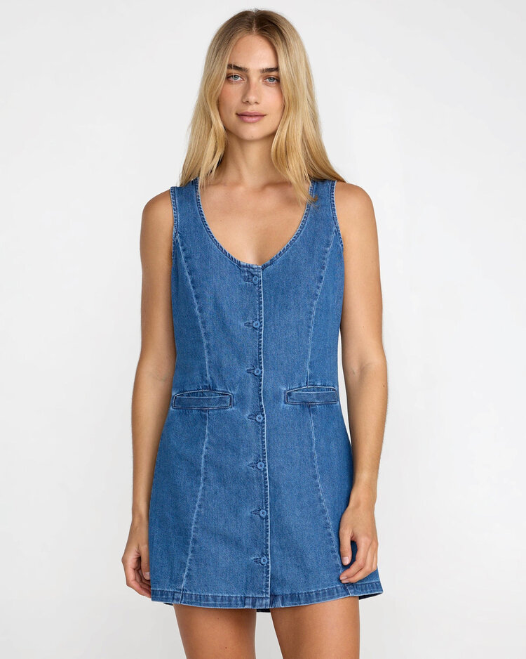 RVCA Rvca Lainey Mini Dress (Womens) | Crystal Blue