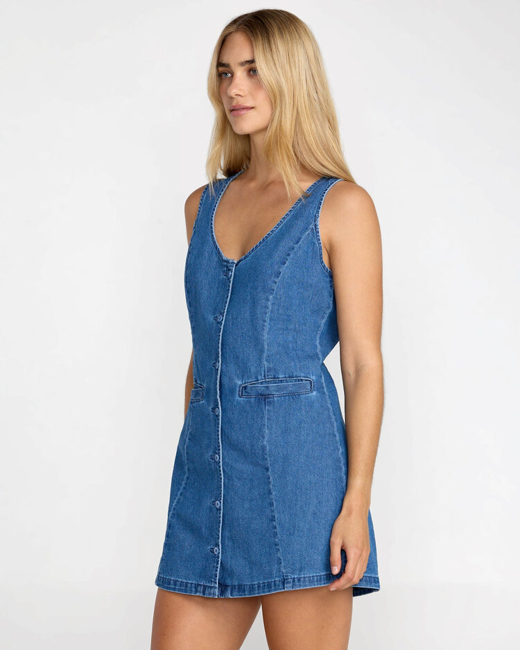 RVCA Rvca Lainey Mini Dress (Womens) | Crystal Blue
