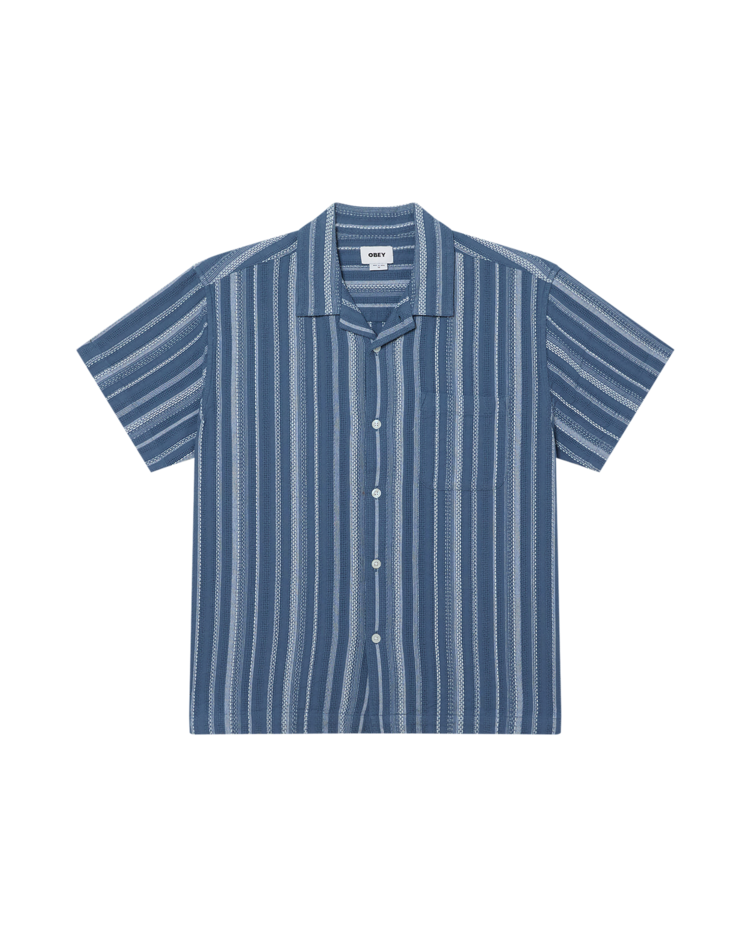 Obey Obey Hugh Woven Ss (Mens) | Dull Blue Multi