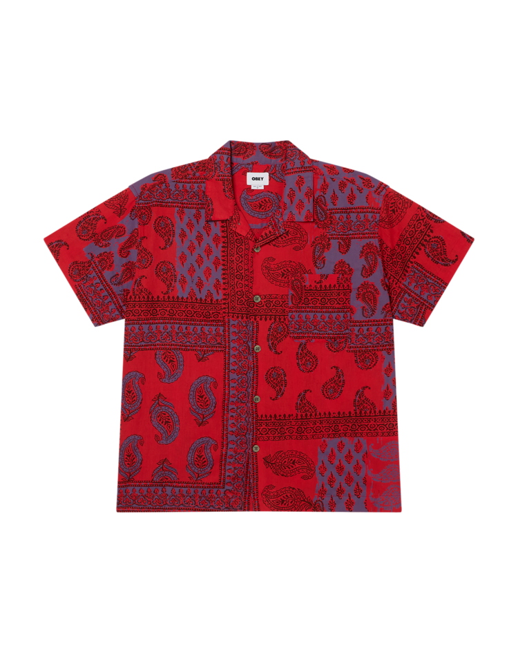 Obey Obey Mayer Woven Ss (Mens) | True Red Multi