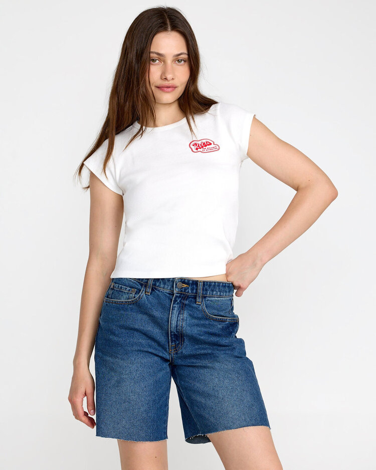 RVCA Rvca Ribbed Slim Tee (Womens) | Vintage White