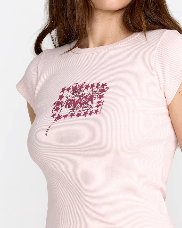 RVCA Rvca Ribbed Slim Tee (Womens) | Hazey Pink