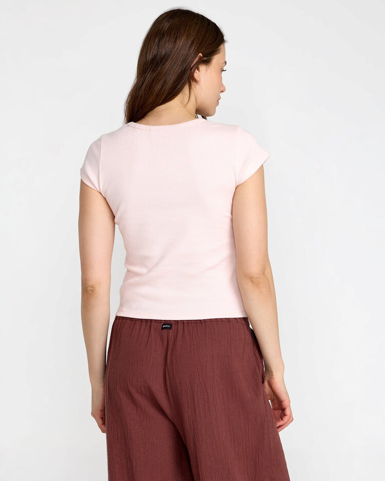RVCA Rvca Ribbed Slim Tee (Womens) | Hazey Pink