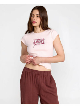 RVCA Rvca Ribbed Slim Tee (Womens) | Hazey Pink